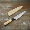 Cuchillo chef con 45 capas en acero de Damasco y hoja martillada de 180 mm