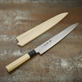 Slicer knife Damascus 45 layers hammered blade 240 mm