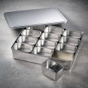 12 Mini rectangular seasoning vat with lid and container