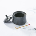 Shichimi-karashi-pot de especias, diseño de cristal negro