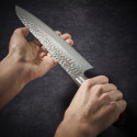 Cuchillo chef con 33 capas en acero de Damasco y hoja martillada de 240 mm