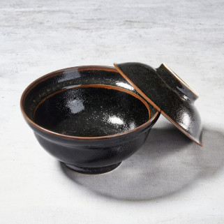 Donburi bowl (unagi, katsu-don), yuzu-tenmoku design