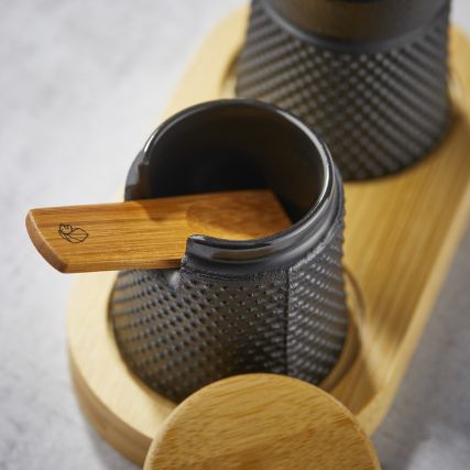 Ensemble Moulin à Poivre BALI 8cm + Récipient Epices