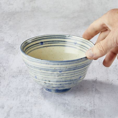 Domburi bowl, blue dot design
