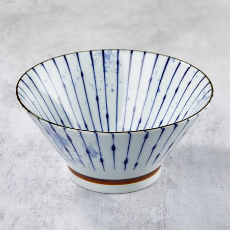 Minoyaki porcelain rāmen bowl, FUKIZUMITOKUSA pattern