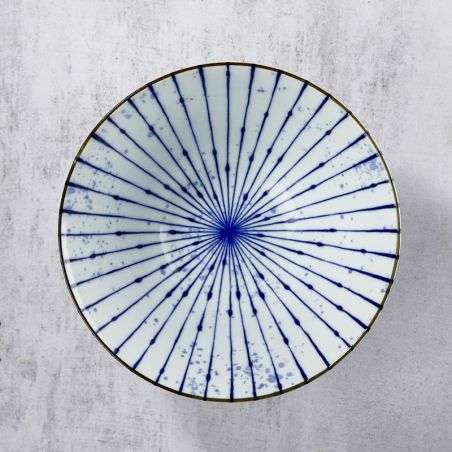 Minoyaki porcelain rāmen bowl, FUKIZUMITOKUSA pattern