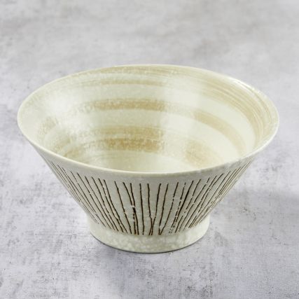 Minoyaki porcelain rāmen bowl, HORITOKUSASHIRO pattern