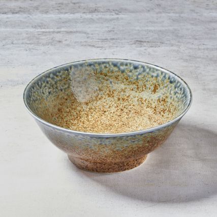 Brown and blue ramen bowl