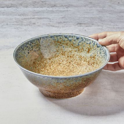 Brown and blue ramen bowl