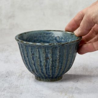 Set of 4 blue Shinogi rice bowls