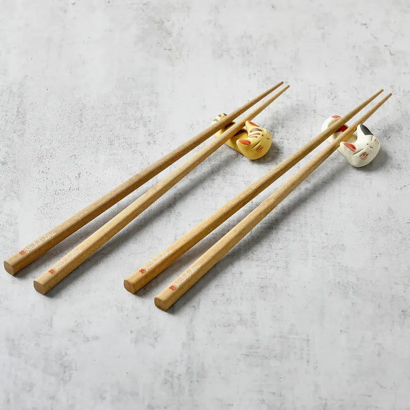 Set of 2 cat chopstick rests with chopsticks