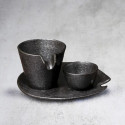 Shizuru  sake set, black and silver